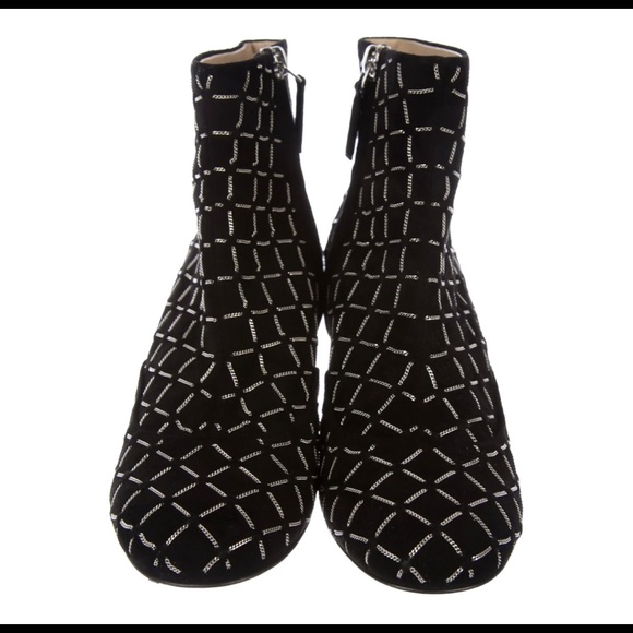 Chanel Suede Chain-Embellished Ankle Boots - Picture 1 of 5